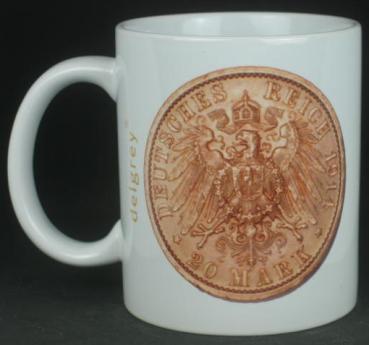 Preview: "Wilhelm II Uniform" Kaffeebecher delgrey, 11 fl oz. Keramik weiß