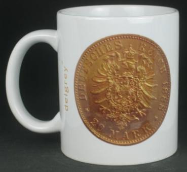 Preview: "Wilhelm" Kaffeebecher delgrey, 11 fl oz. Keramik weiß