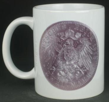 Preview: "Wilhelm II Uniform" Kaffeebecher delgrey, 11 fl oz. Keramik weiß - Mod. 2