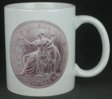 "Siegestaler" Kaffeebecher delgrey, 11 fl oz. Keramik weiß