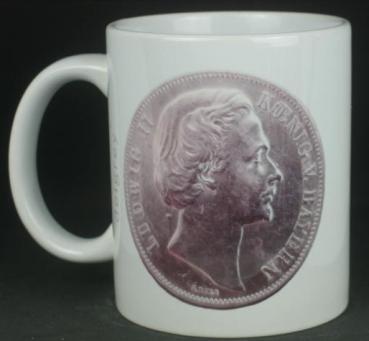 Preview: "Siegestaler" Kaffeebecher delgrey, 11 fl oz. Keramik weiß