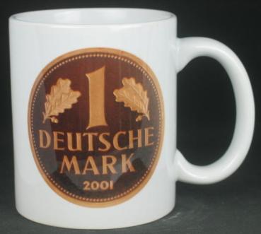 "1 DM in Gold" Kaffeebecher delgrey, 11 fl oz. Keramik weiß