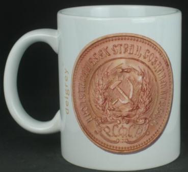 Preview: "Tscherwonez" Kaffeebecher delgrey, 11 fl oz. Keramik weiß