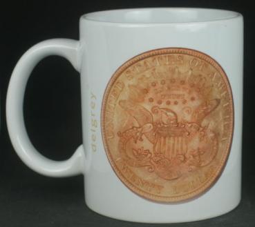 Preview: "Liberty Head" Kaffeebecher delgrey, 11 fl oz. Keramik weiß