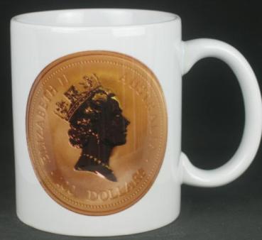 "Australian Nugget-Kanguru" Kaffeebecher delgrey, 11 fl oz. Keramik weiß