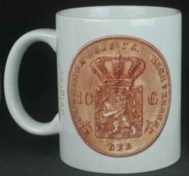 Preview: "Willem de Derde" Kaffeebecher delgrey, 11 fl oz. Keramik weiß