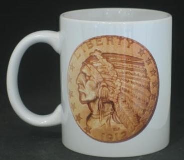 "Indian Head" Kaffeebecher delgrey, 11 fl oz. Keramik weiß -Form 2