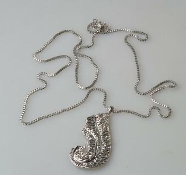 Preview: Lange Venezianerkette mit Anhänger, mattiert, silberfarben, Länge 80,0 cm + 4,5 cm Verlängerung