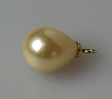 Kettenanhänger Perlentropfen mit Öse aus  925er Sterlingsilber, vergoldet, Gewicht: 3,3g