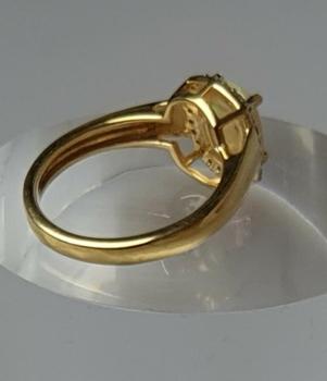 Feueropal Ring mit weißen Topas Halo aus 925er Sterlingsilber, vergoldet, Größe 53, Gewicht: 2,8g