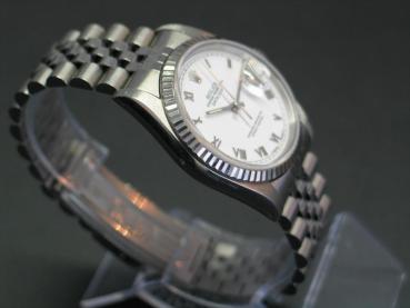 Rolex Datejust 36, White Roman Dial Weißgoldlünette Jubilee Armband, Ref. 16234