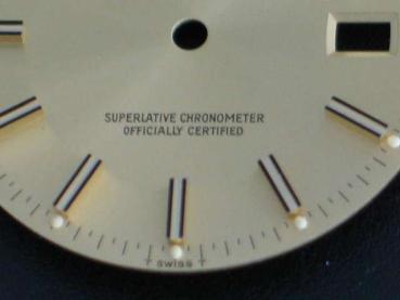 Original goldfarbenes Zifferblatt für Rolex Herren Datejust 36 mm in Alubox