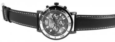 Preview: Orange Watch Herrenuhr mit Lederband, Chronograph