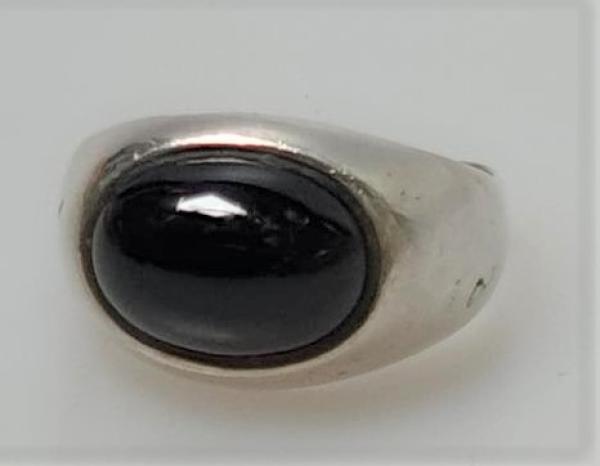 Ring aus 925er Silber mit blau/schwarzem Schmuckstein, Größe 60, Gewicht: 10,8g