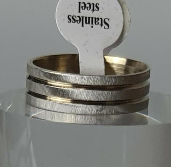 Edelstahlring Sand Line Gold/Silber, Mod. 2, Ringgröße: D 68 (22)