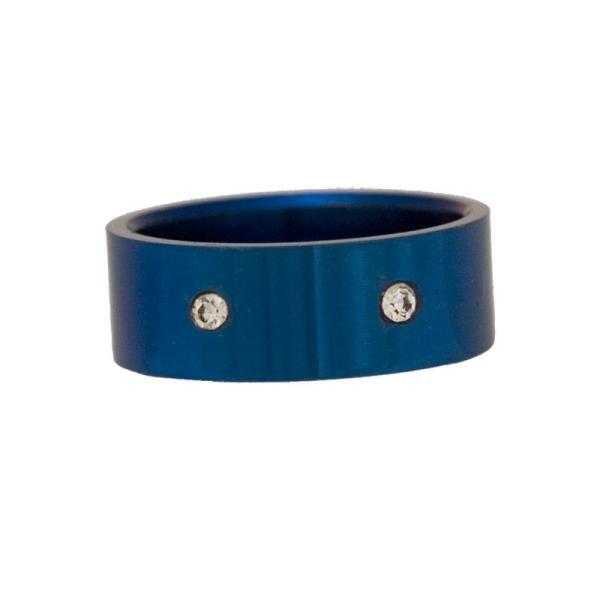 Edelstahlring Royalblue mit Schmucksteinen, Ringgröße: D 59 (19)