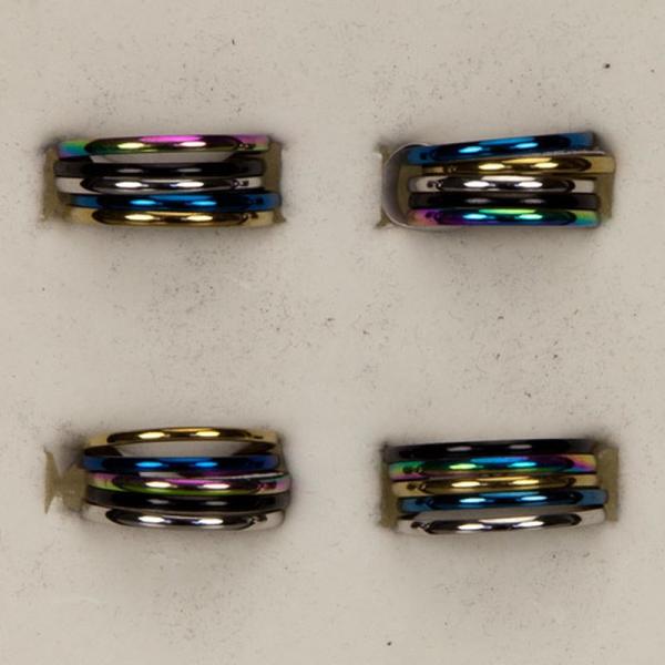 5-fach Kombinationsring Edelstahl Rainbow, Ringgröße: D 52 (18)