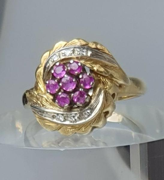 Vintage: Rubin- Diamantring aus 585er Gold, Ringgröße 63, Gewicht: 11,5g