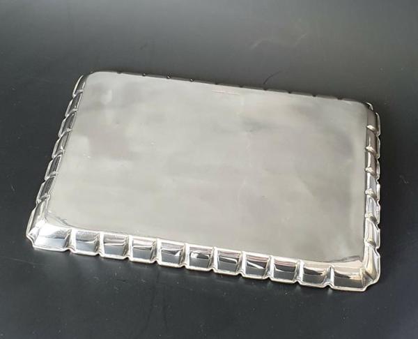 Tablett Servierplatte aus 925er Silber von Hardy Brothers England - Birmingham ca. 1930, Gewicht: 249,0g