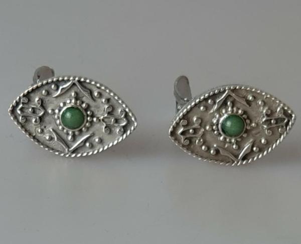 Zwei Ohrclips aus 925er Sterlingsilber mit Schmuckstein, Gewicht: 10,0g