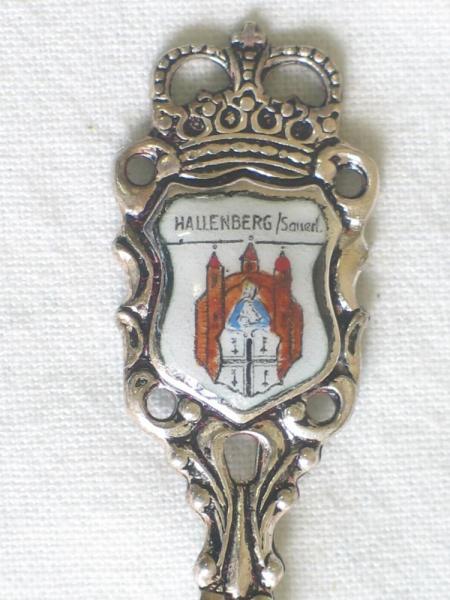 Sammellöffel "Hallenberg Sauerland", 90er versilbert, Länge: 9,5 cm, Gewicht: 7,6g