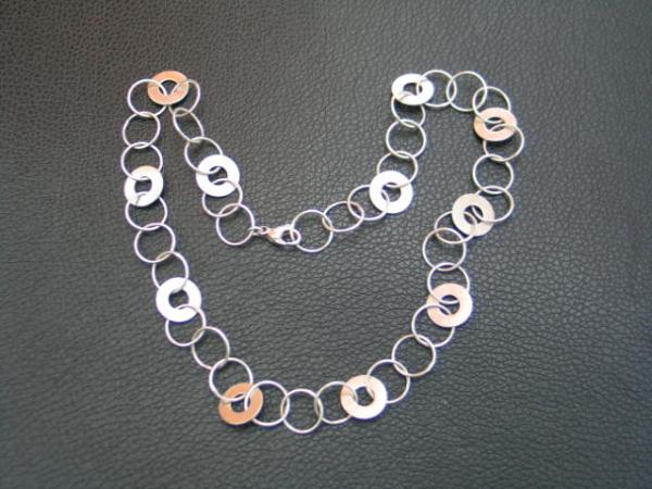 Ring Halskette aus 925er Sterlingsilber, Gewicht: 19,6g