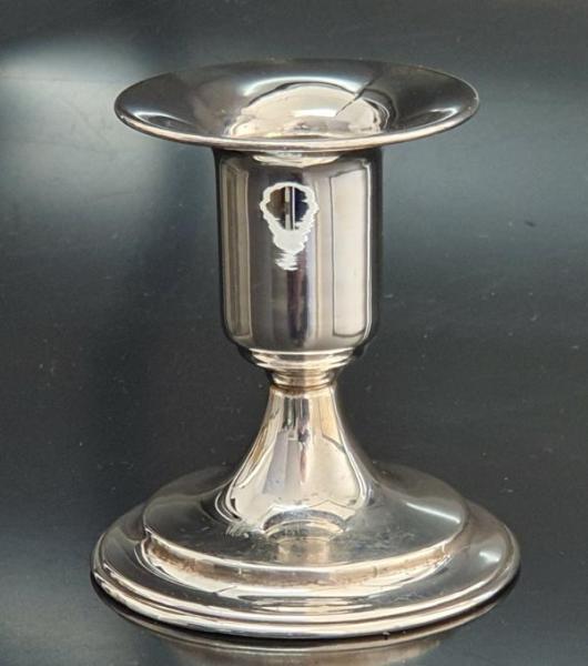 Antiksilber: Kleiner Kerzenständer "A. Ceron" aus 925er Sterlingsilber, Gewicht: 50,2g