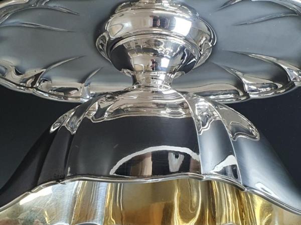 Antiksilber: Große Sauciere mit Unterschale und Innenvergoldung, 800er Silber, Koch & Bergfeld, Gewicht: 405,5g