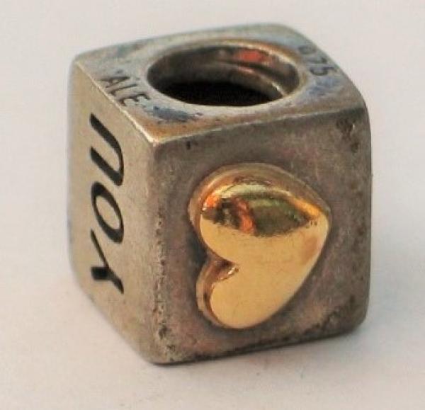 Pandora Bead "I love you", #790200, 585er Gold und 925er Sterlingsilber