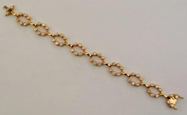 Edles Diamantarmband mit 3.02 ct (54 Diamanten) aus 750er Gold, Länge: 17,0 cm, Gewicht: 24,9g