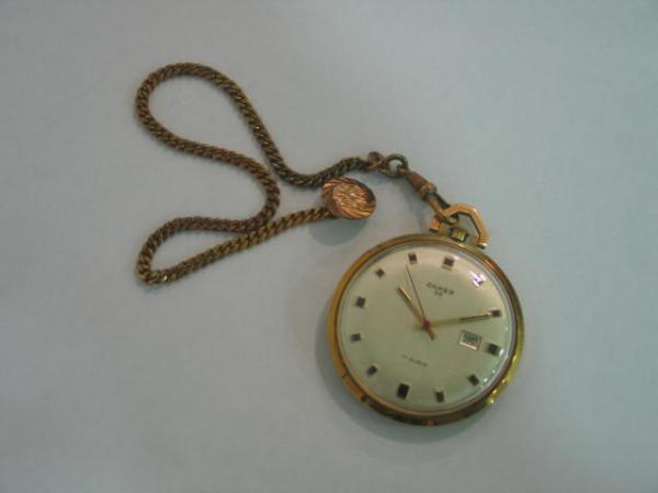 Frackuhr Taschenuhr "Anker 55" mit Uhrkette -vergoldet-