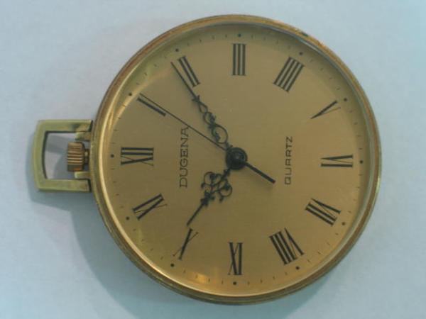Taschenuhr "Dugena" Quartz -vergoldet-, -defekt-