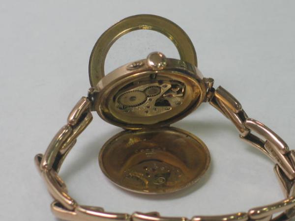 Vintage: Rolex Damenuhr um 1910 mit Goldarmband, 375er Gold, Handaufzug