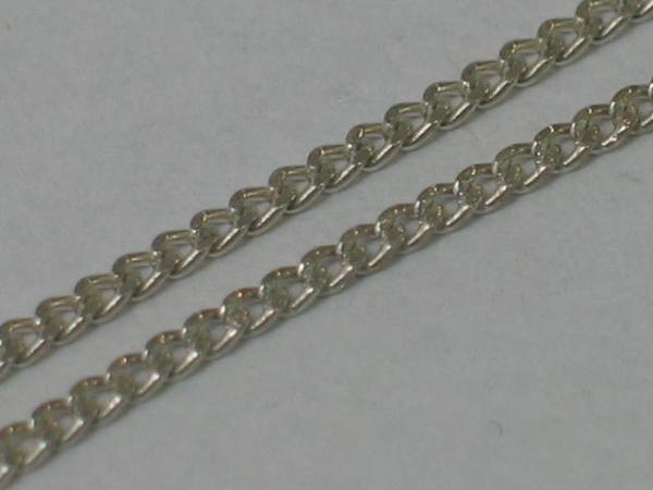 Feine Flachpanzerkette aus 835er Silber, Länge: 53,0 cm, Gewicht: 2,4g