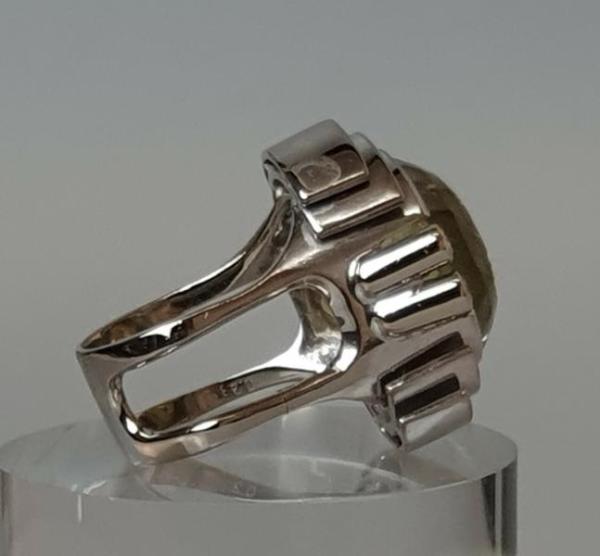Juwelierarbeit Exclusiver Lemon Citrin Diamantring 750er Weißgold, Größe: 56, Gewicht: 27,0g