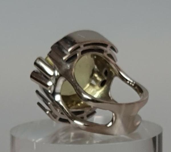 Juwelierarbeit Exclusiver Lemon Citrin Diamantring 750er Weißgold, Größe: 56, Gewicht: 27,0g