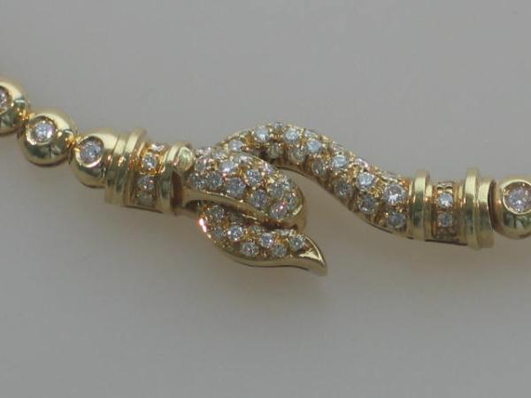 Neuwertig Elegantes Riviére Halskettencollier 4.0 ct. Diamanten, 21 kt Gold, 42,0 cm, 29,5g