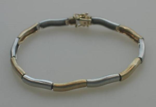 Bicolor Armband -mattiert-, 585er Gold, Länge 19,0 cm Gewicht: 15,0g