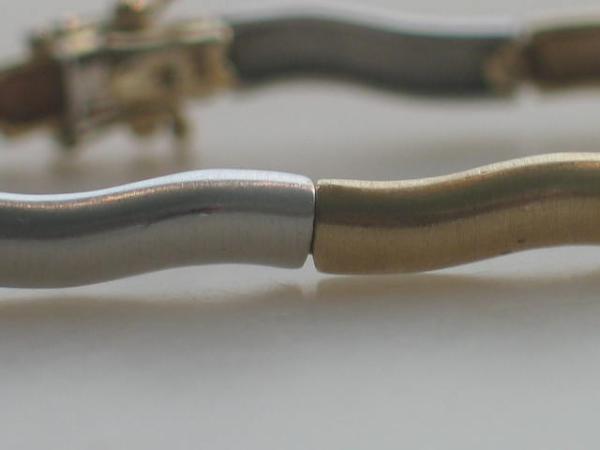 Bicolor Armband -mattiert-, 585er Gold, Länge 19,0 cm Gewicht: 15,0g