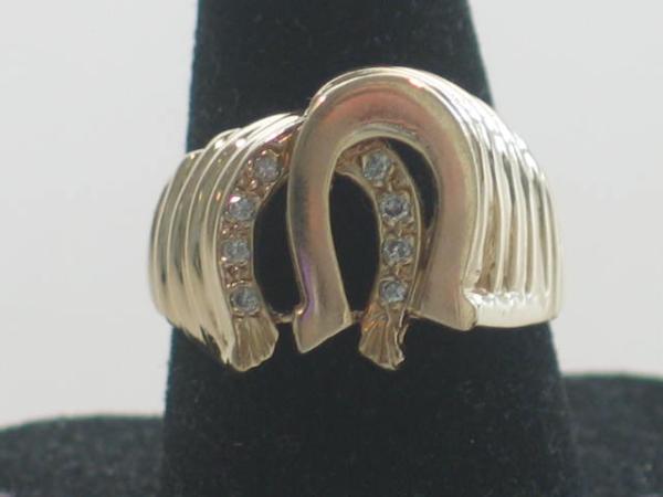 Unisex Ring "Hufeisen" mit Diamanten, 585er Gold, Größe 55, Gewicht: 6,7g