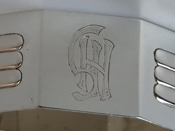 Antiksilber Serviettenring  mit Monogramm aus 800er Silber, Gewicht : 37,8g
