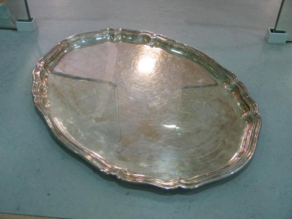 Tablett Servierplatte -ovale Form- aus 835er Silber, Gewicht: 930,0g