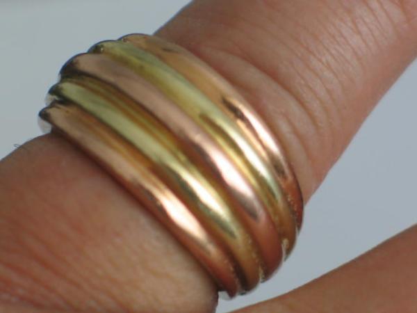 Massiver Bicolorring rot/gelb aus 585er Gold, Größe 57, Gewicht: 17,7g