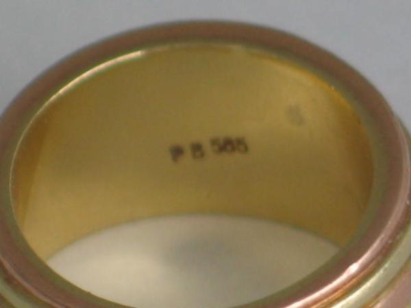 Massiver Bicolorring rot/gelb aus 585er Gold, Größe 57, Gewicht: 17,7g
