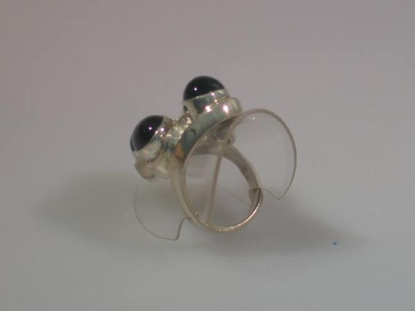 Großer Schmucksteinring mit 4 Cabochon Schmucksteinen Aubergine aus 925er Sterlingsilber, Größe 55, Gewicht: 13,7g