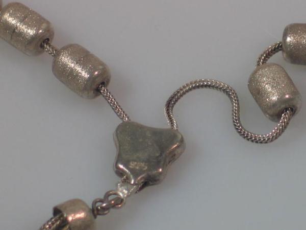 Vintage: Kombolai 15 Perlen, Griechenland 1970er, 925er Sterlingsilber gebürstet, Gewicht: 20,7g