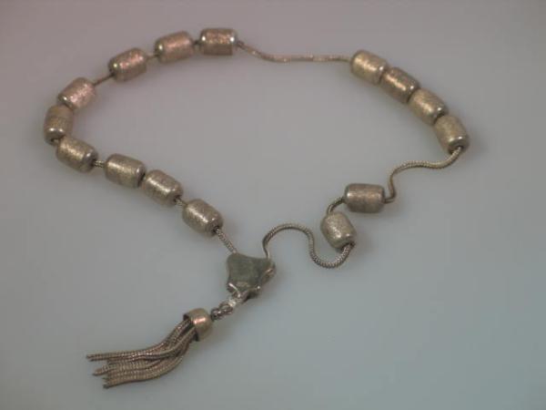 Vintage: Kombolai 15 Perlen, Griechenland 1970er, 925er Sterlingsilber gebürstet, Gewicht: 20,7g