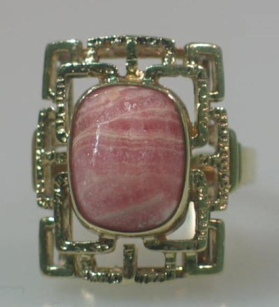 Ring mit Rosenquarz aus 585er Gold, Größe 55, Gewicht: 6,9g