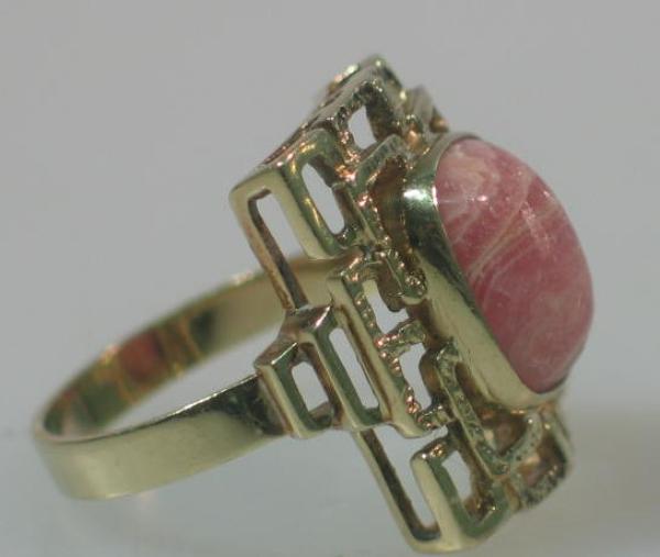 Ring mit Rosenquarz aus 585er Gold, Größe 55, Gewicht: 6,9g