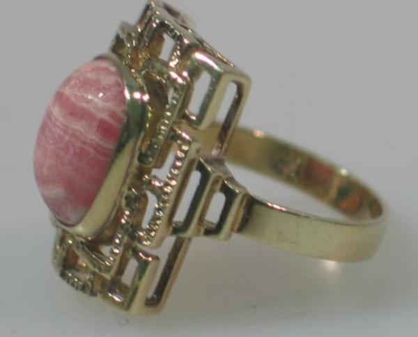 Ring mit Rosenquarz aus 585er Gold, Größe 55, Gewicht: 6,9g